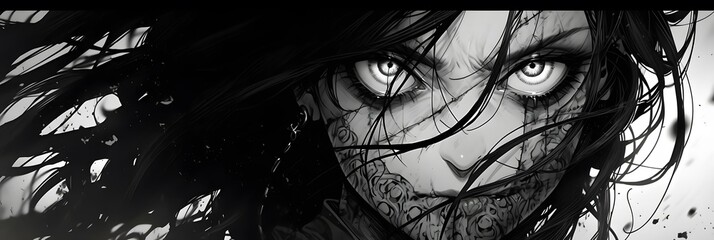 Dark anime manga style illustration