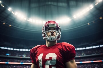An American football player within an American football stadium - obrazy, fototapety, plakaty