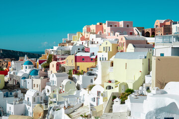 view of the oia village and on the Greek island of Santorini - obrazy, fototapety, plakaty