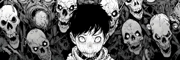 Fotobehang Dark horror anime manga style illustration © Filip