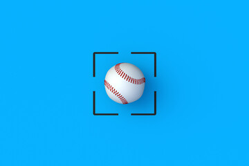 Baseball ball in frame. National league. Sports competition. International championship. Off-season transfers. Popular sport. Training program. 3d render