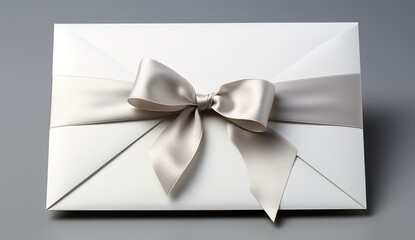 envelope with ribbon bow, letter or card, certificate, gift, isolated on background with copy space