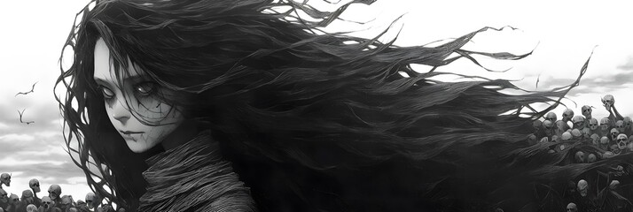Fototapeta premium Horror Anime Manga style background design art