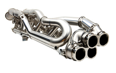 Components of the Exhaust System: Exhaust Pipes isolated on transparent background. - obrazy, fototapety, plakaty