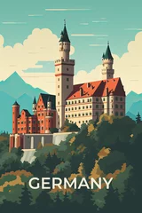 Poster Germany vintage travel poster. How AI sees vacation in this country. © Marja