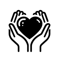 Obraz premium Heart in hands icon. Hands holding a heart. Symbol of love and care.
