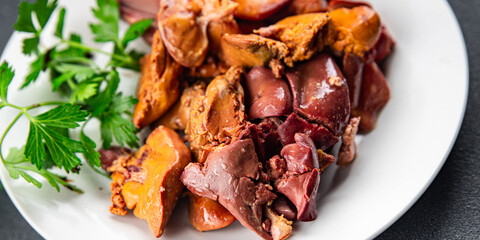 chicken liver cooking chicken offal meat meal food snack on the table copy space food background rustic top view