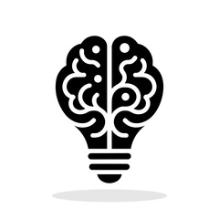 Light bulb and brain icon. Creativity symbol. Innovation symbol.