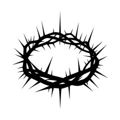 Crown of thorns icon. Black silhouette of a religious symbol of Christianity.