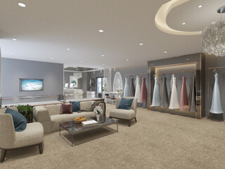fashion designer store, 3d render