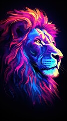 Neon art style Lion head