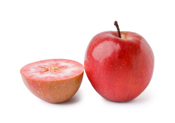 Sweet pink apples on white background