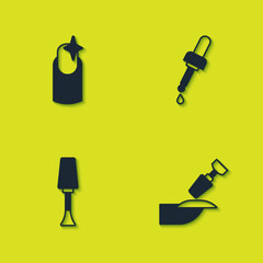 Set Nail manicure, Milling cutter for, polish and Pipette with oil icon. Vector