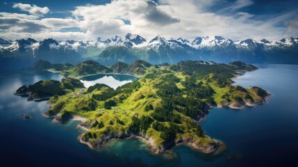 outdoor scenic island alpine landscape illustration sky tourism, scenery beautiful, birds eye outdoor scenic island alpine landscape