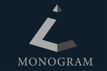 Obraz premium Modern letters ILC, LC, C, L creative pyramid shape logo