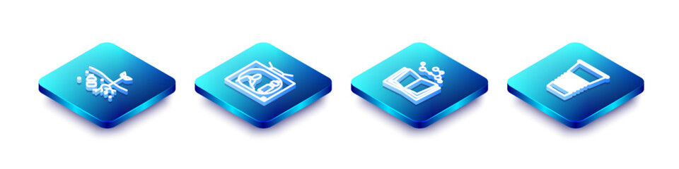 Set Isometric line Problem of pollution planet, Stop plastic, Open book and Paper glass icon. Vector