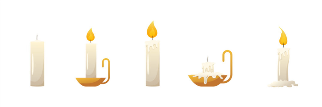 Candle vector isolated, vector set.
