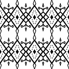 Ikat ethnic black and white pattern traditional Design for background,carpet,wallpaper,clothing,wrapping,fabric, illustration.embroidery style.