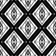 Ikat ethnic black and white pattern traditional Design for background,carpet,wallpaper,clothing,wrapping,fabric, illustration.embroidery style.