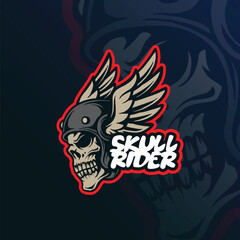 Skull mascot logo design vector with modern illustration concept style for badge, emblem and t shirt printing. Skull head rider illustration.