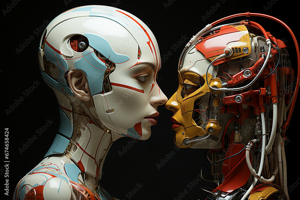 Aufkleber beautiful female robot with artificial intelligence made with generative ai