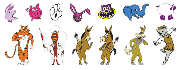 Drawing and Cliparts of miscellaneous animals creative clipart and cartoons etc - compendium vector illustrations editable best art design for multipurpose use in high definition format