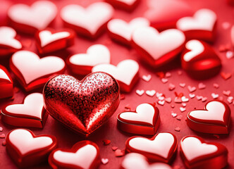 Fototapeta premium Happy Valentine Day background with hearts