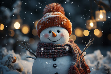 Created with generative ai technology image funny white snowman creation of family parents children...