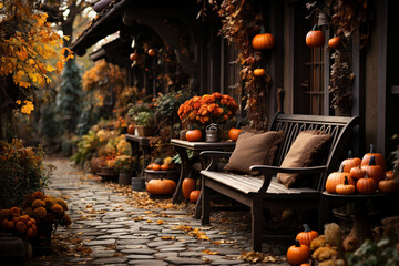 Generative ai image of beautiful aesthetic living room autumn cozy day