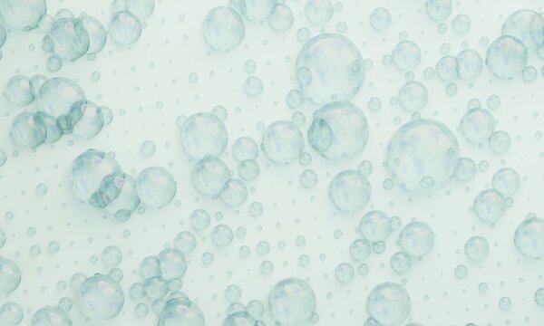 Abstract Bubbles Background, 3D rendered, unique dimensional textured backdrop, wallpaper, light blue colored surface