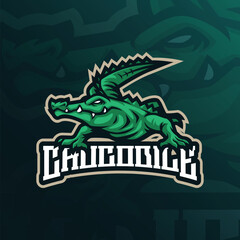 Crocodile mascot logo design vector with modern illustration concept style for badge, emblem and t shirt printing. Crocodile illustration for sport and esport team.