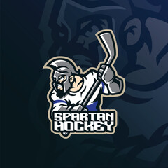 Spartan mascot logo design vector with modern illustration concept style for badge, emblem and t shirt printing. Spartan hockey illustration.