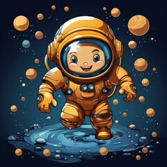 Cute Astronaut Floating With Gold Coin , Cartoon Graphic Design, Background Hd For Designer