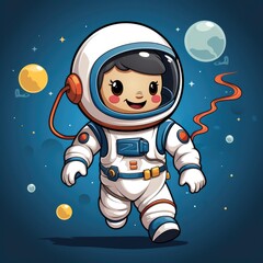 Cute Astronaut Floating With Planet Balloon , Cartoon Graphic Design, Background Hd For Designer