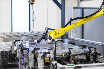 Industrial robot or robotic arm in industrial manufacturing