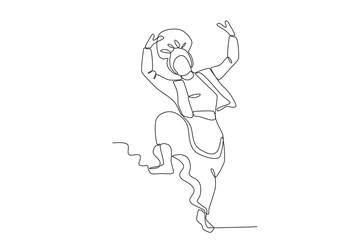 A man danced beautifully. Lohri one-line drawing