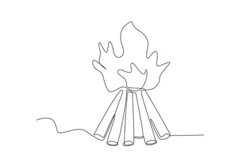 A beautiful bonfire for the Lohri festival. Lohri one-line drawing