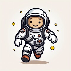 Obraz premium Cute Astronaut Running , Cartoon Graphic Design, Background Hd For Designer