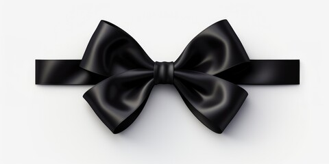 exquisite men's black silk bow tie on a white background. Generative AI