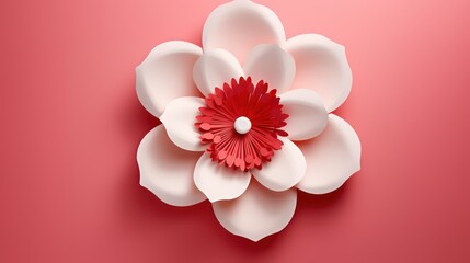 3D flower background with paper cut style and a pastel color blank paper for text or content