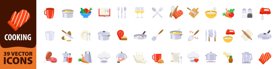 Cooking icon. Cooking icon set. Flat style.