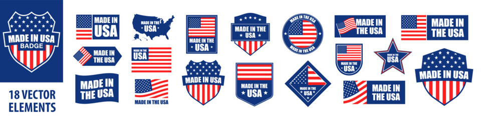 Made in the USA badge. Made in the USA badge set. American emblem. © 123levit