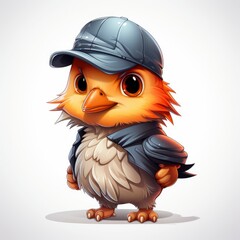 Cute Bird With Hat Holding Baseball Bat , Cartoon Graphic Design, Background Hd For Designer
