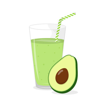 Avocado smoothie in glass vector illustration