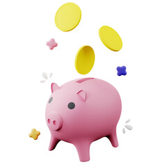 3d illustration of piggy bank with coins, Investment and money savings concept