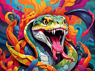Poster con animali luminosi e colorati - Serpente - obrazy, fototapety, plakaty