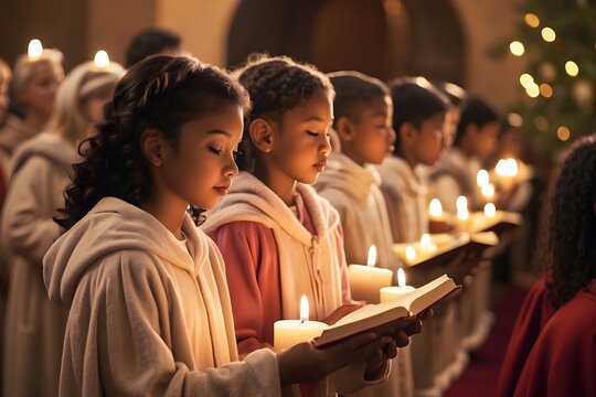 Silent Devotion: Candlelight Christmas Service-The soft glow of candles, hymn singing, and the timeless rituals create an atmosphere of serene devotion and profound reflection.