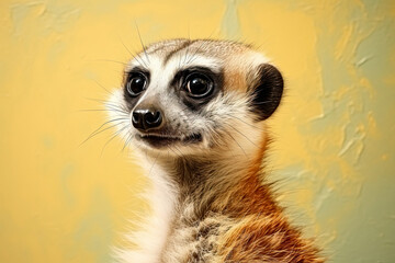 Fototapeta premium Cute meercat oil paint. Greeting card with animal. Wildlife concept