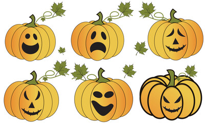 Halloween Pumpkin vector set.