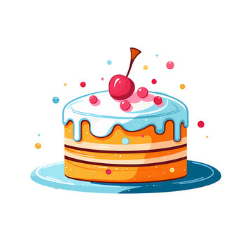 Simplified flat art image of a cake